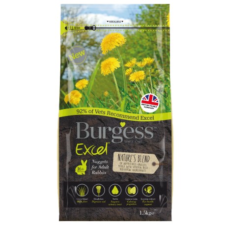 Burgess Excel - Adult Rabbit Nature Blend Nuggets 1,5 kg