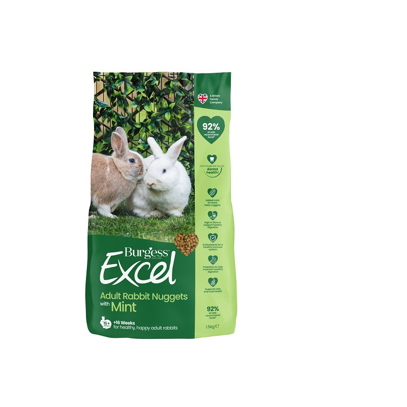 Burgess Excel - Adult Rabbit Nuggets con Menta 10 kg