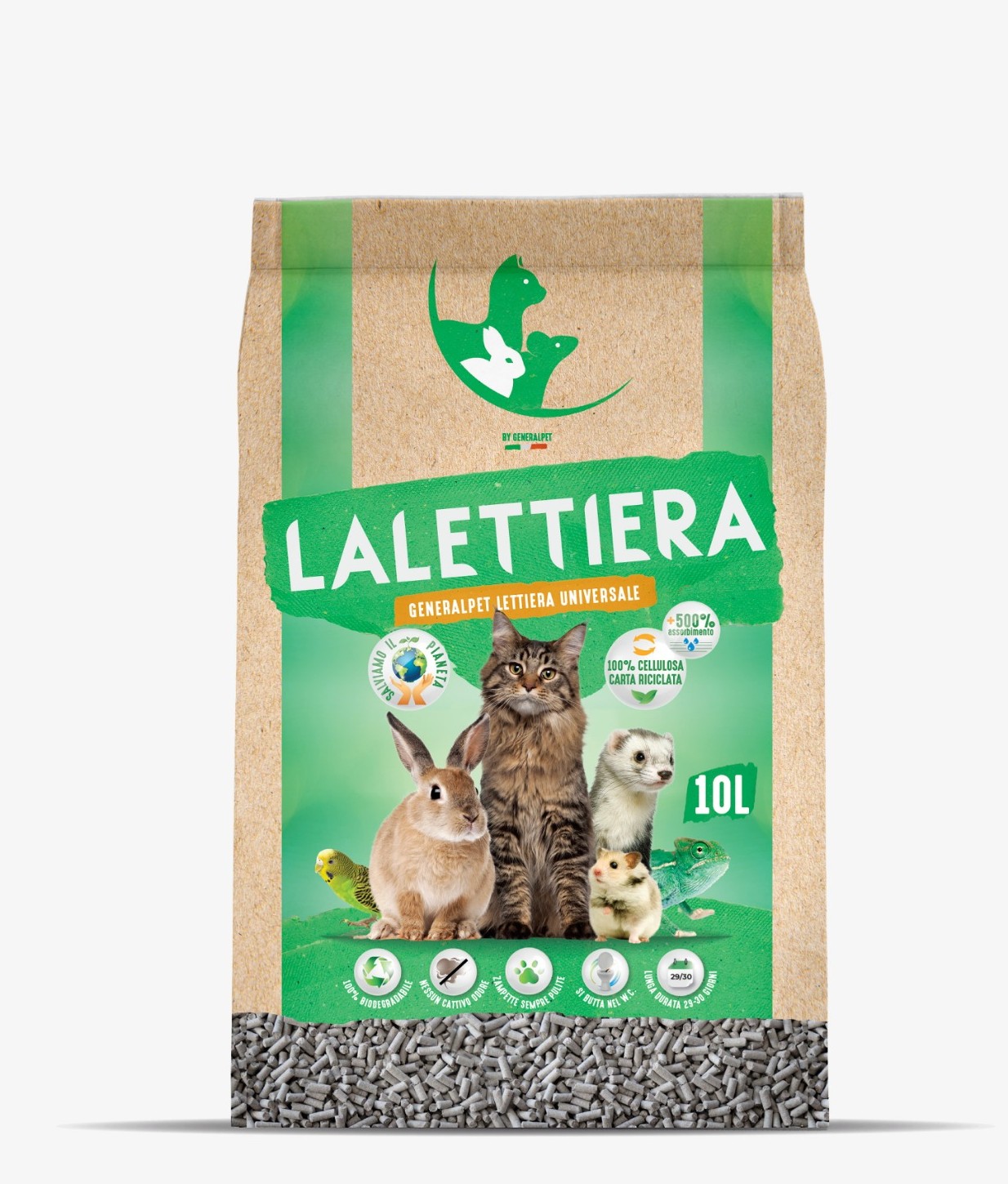 LaLettiera - Lettiera in carta pellettata, Bio ed Ecologica 10 Lt